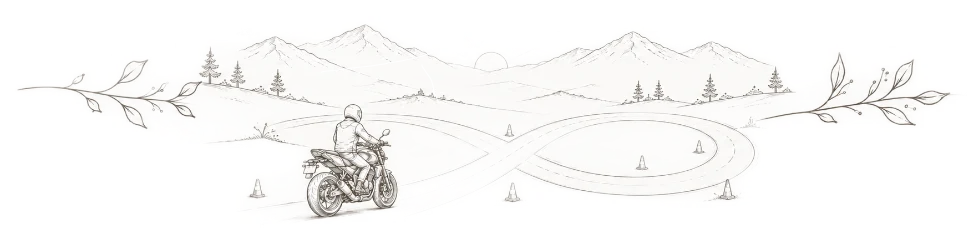 Motorcycle making a figure 8 for the AVB/AVD exam