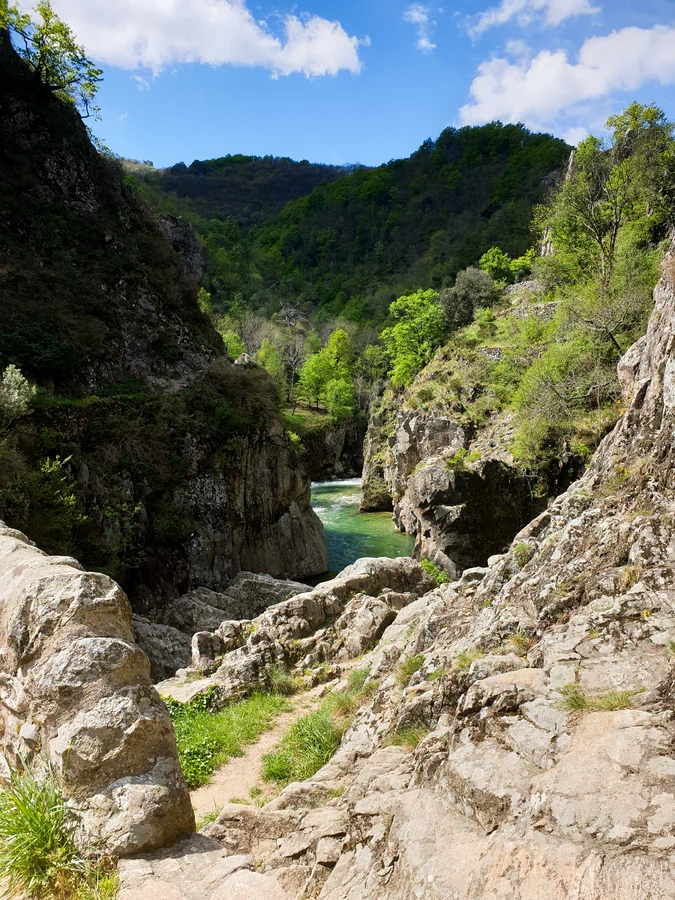 View of the Ardèche gorge from the Pont de Diable