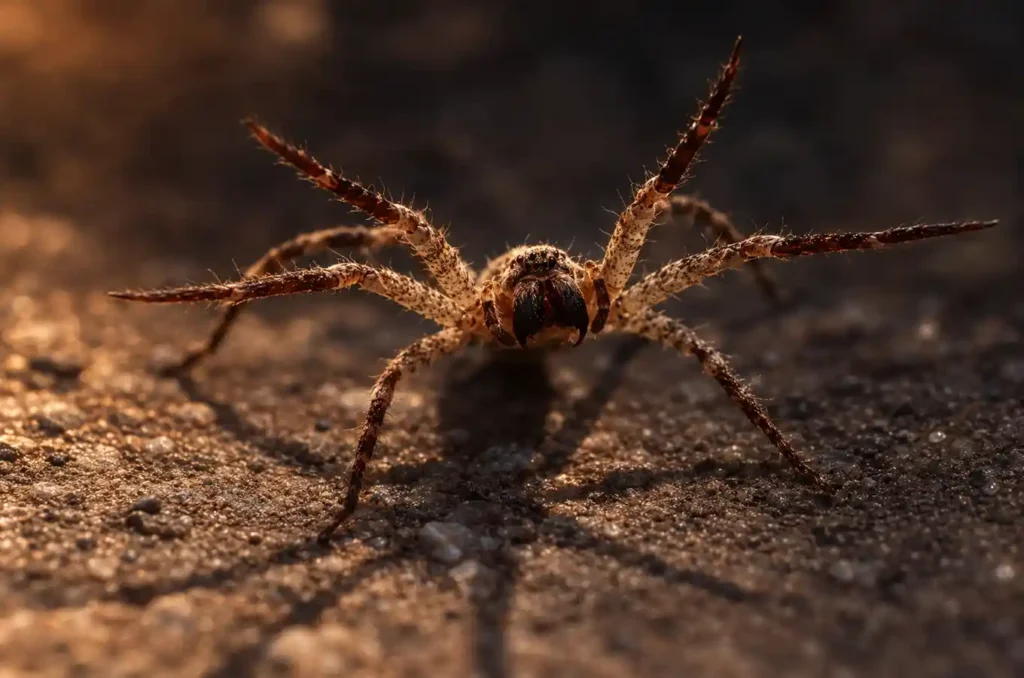 False wolf spider in a defensive stance